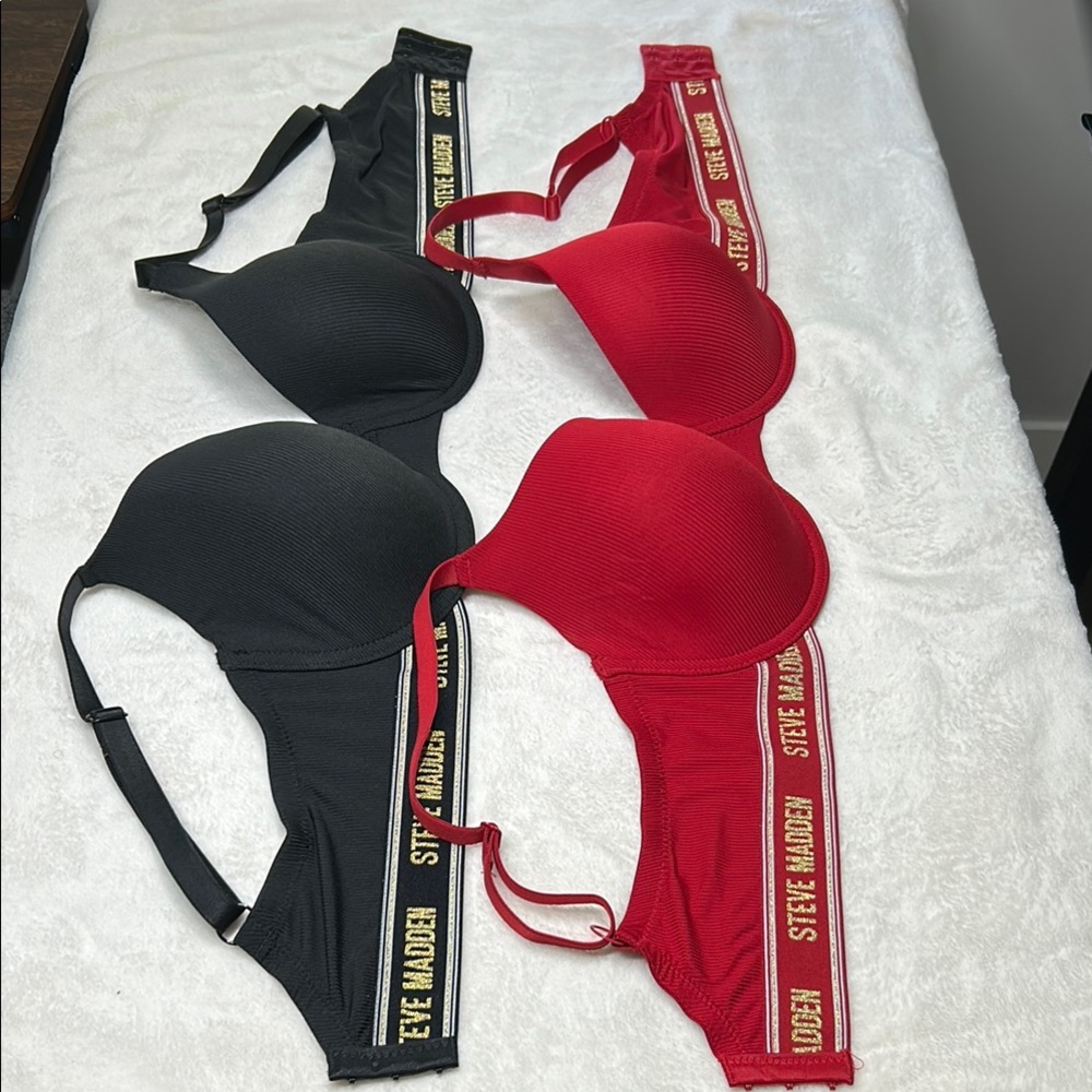 Steve Madden Bra Women's 40C Black/Red Signature Logo Underwire Bra *2 For 1* - Picture 4 of 12